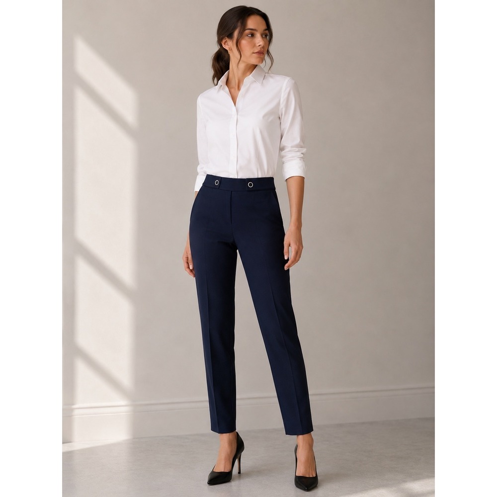 Hugo Boss Tibalena Wool Pants Size 6 Navy Tailored Straight Leg Dress Pants